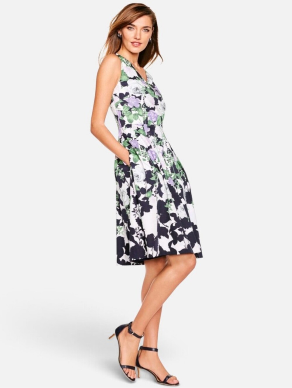 Talbots Oprah Magazine Collection Sleeveless Fit Flare Dress 22W Hydrangea NEW